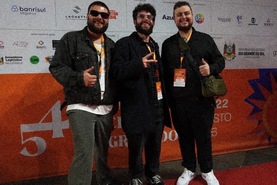 Felipe de Quadros e equipe no Festival de Cinema de Gramado